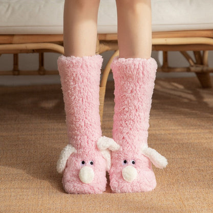 Cozy Fuzzy Sock Slippers with Cute Dog Design