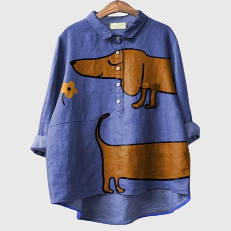 Cute Dog Print Women's Blouse