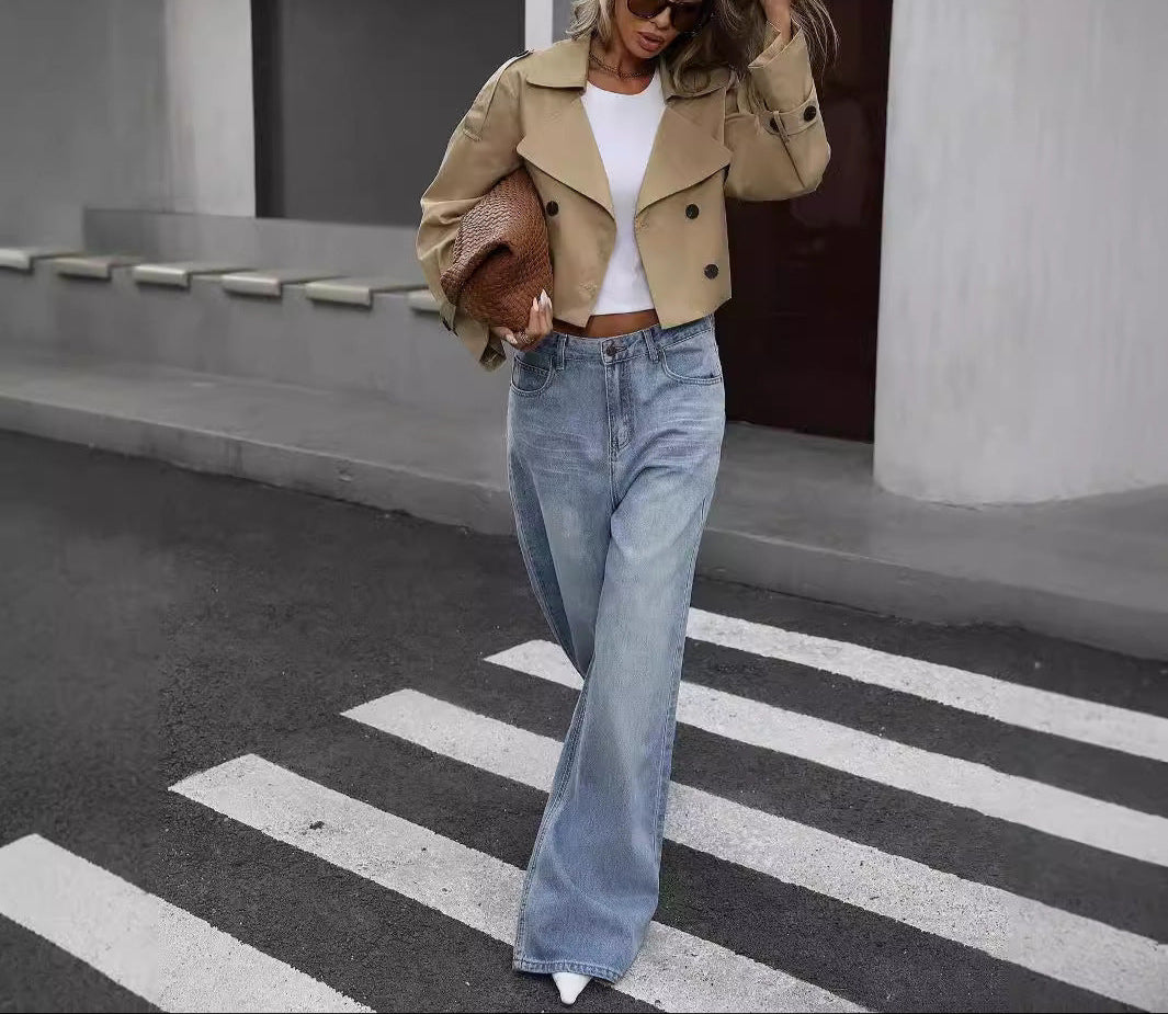 Classic Fit Double Breasted Womens Trench Coat - EasyApparels