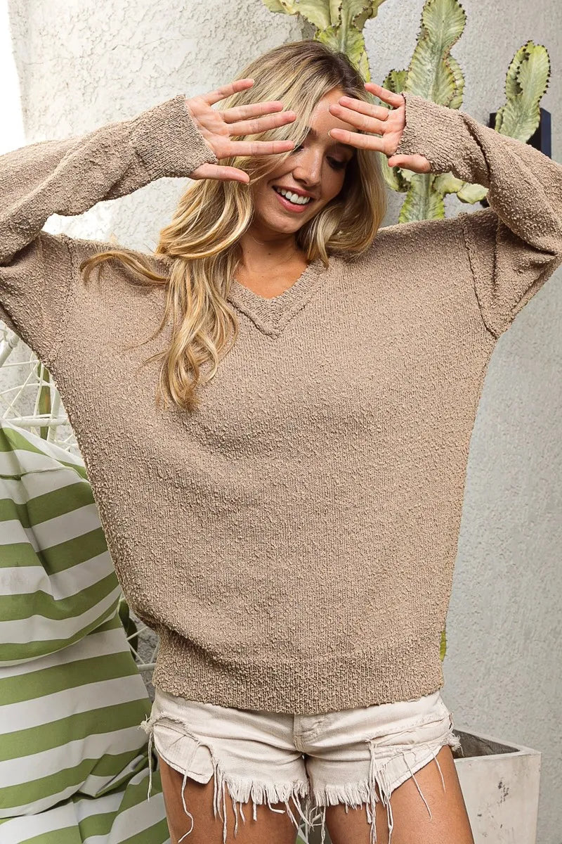 Cozy Chunky Knit V-neck Sweater - EasyApparels