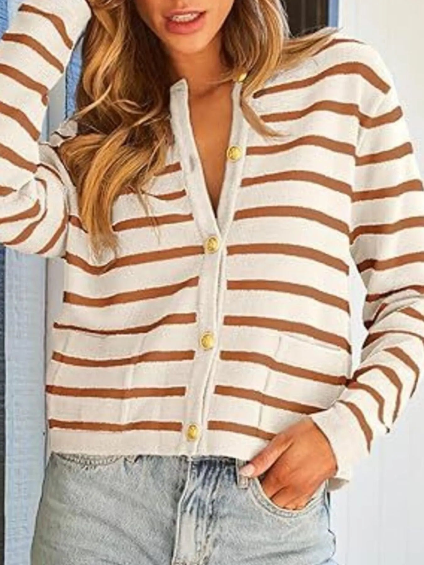 Classic Patterned Open Front Sweater