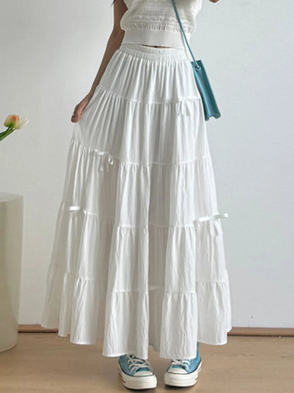 Flowy Ruffled High Waist Long Skirt - EasyApparels