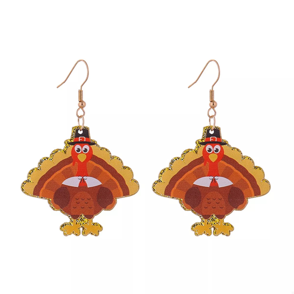 Fall Harvest Turkey Drop Earrings