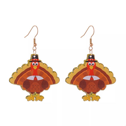 Fall Harvest Turkey Drop Earrings
