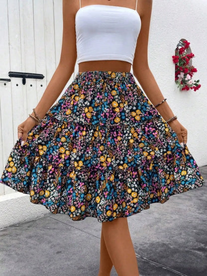 Pretty Patterned Knee Length Skirt - EasyApparels