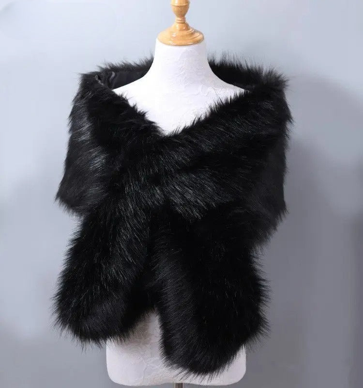Soft Faux Fur Shawl with Full Shoulder Wrap