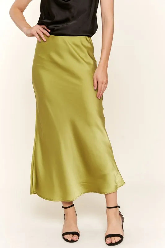 Elegant Satin Mid Length Skirt - EasyApparels