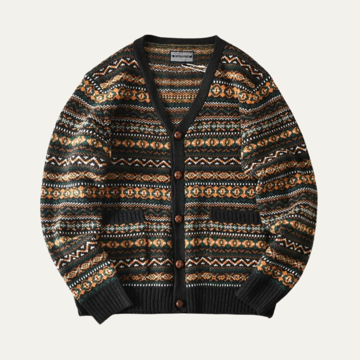 Classic Mens Knit Patterned Button Cardigan Sweater - Vossary