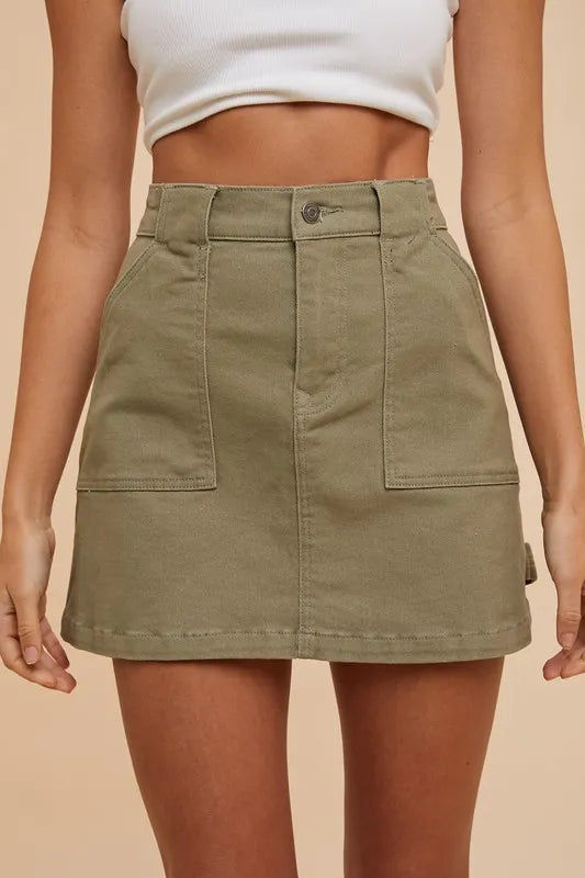Fashionable Dark Blue Mini Cargo Skirt - EasyApparels