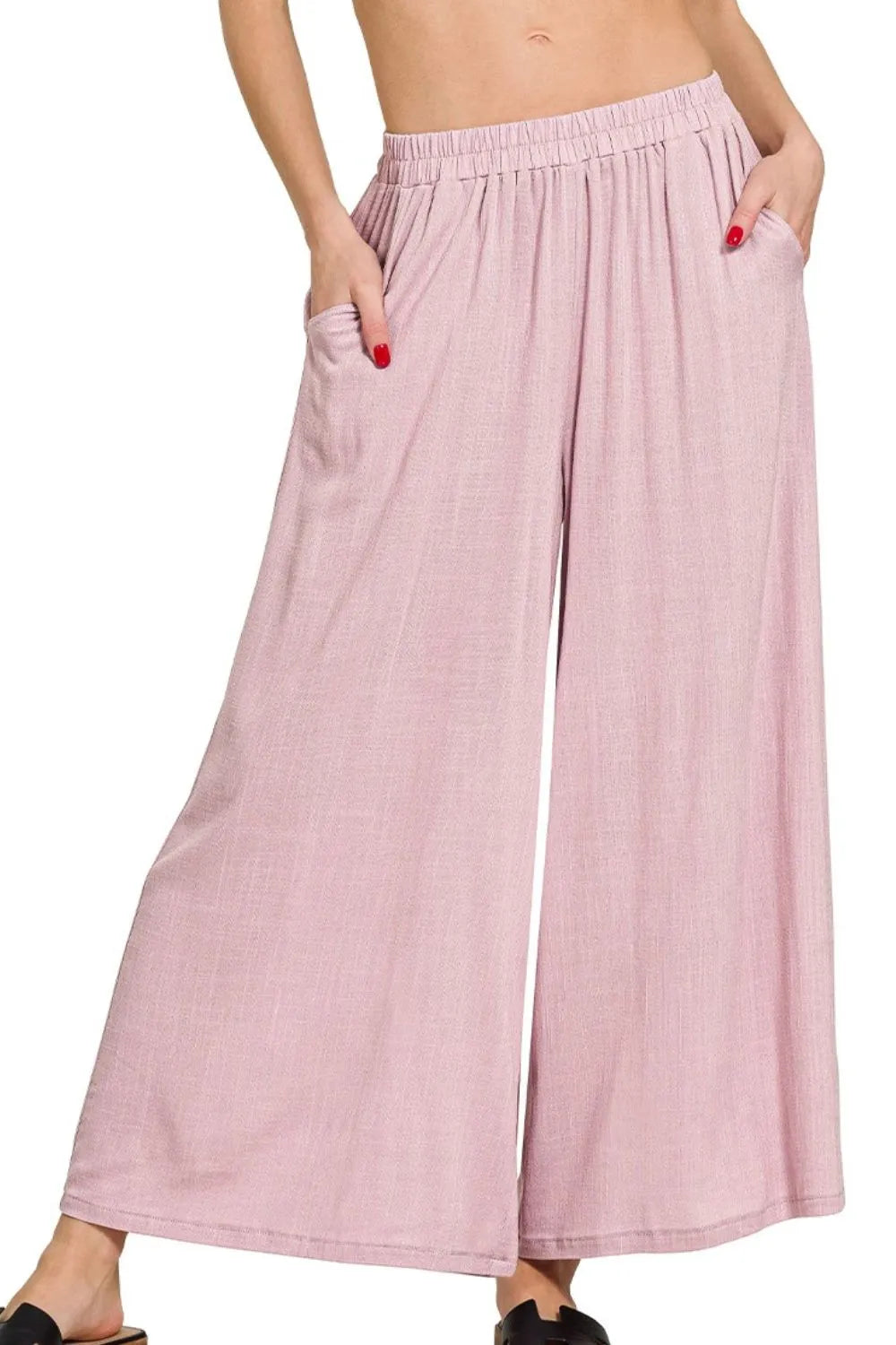 Comfortable Stretchy Waistband Pants With Pockets - EasyApparels