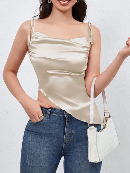 Off Shoulder Asymmetric Tank Top - EasyApparels