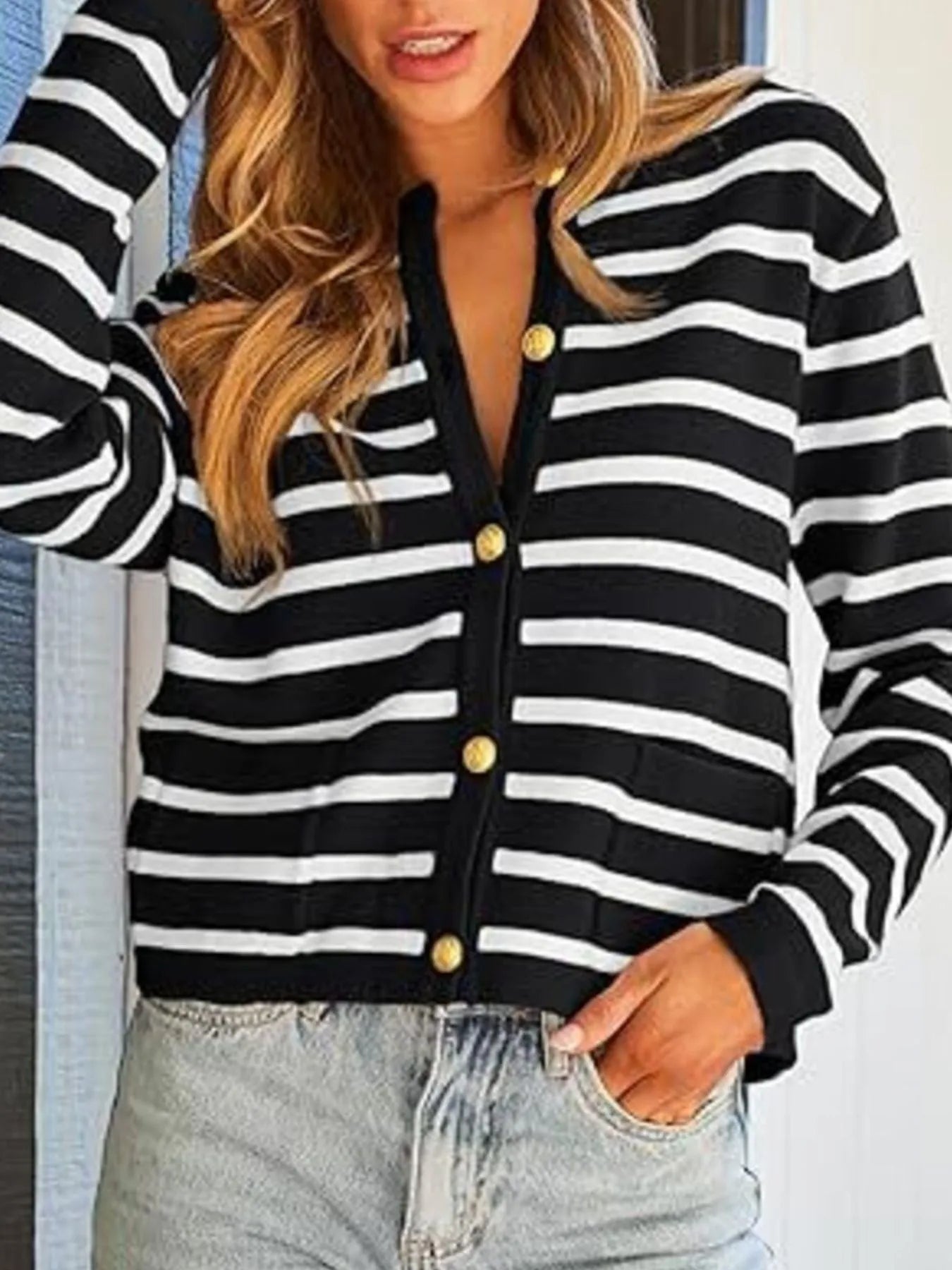 Classic Patterned Open Front Sweater