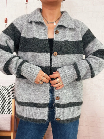 Warm Plaid Open Front Cardigan