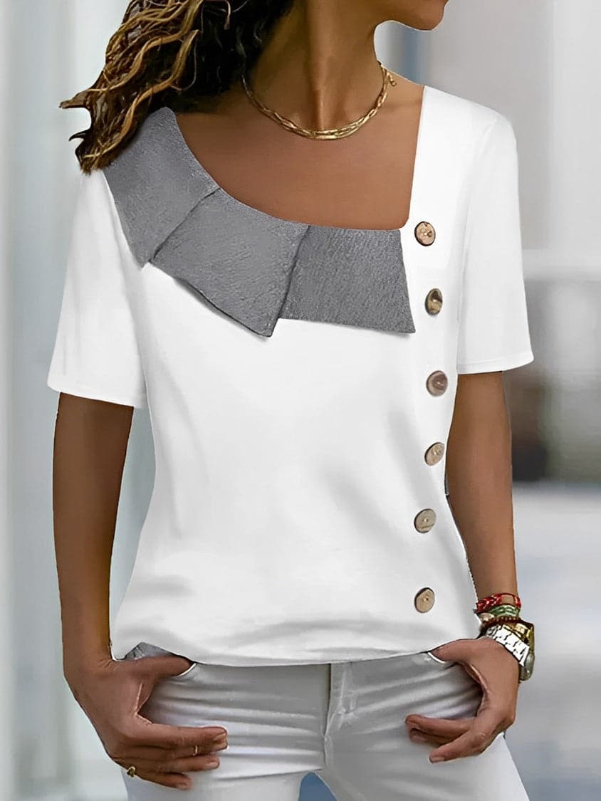 Casual Loose Fit Short Sleeve Women's Blouse - EasyApparels