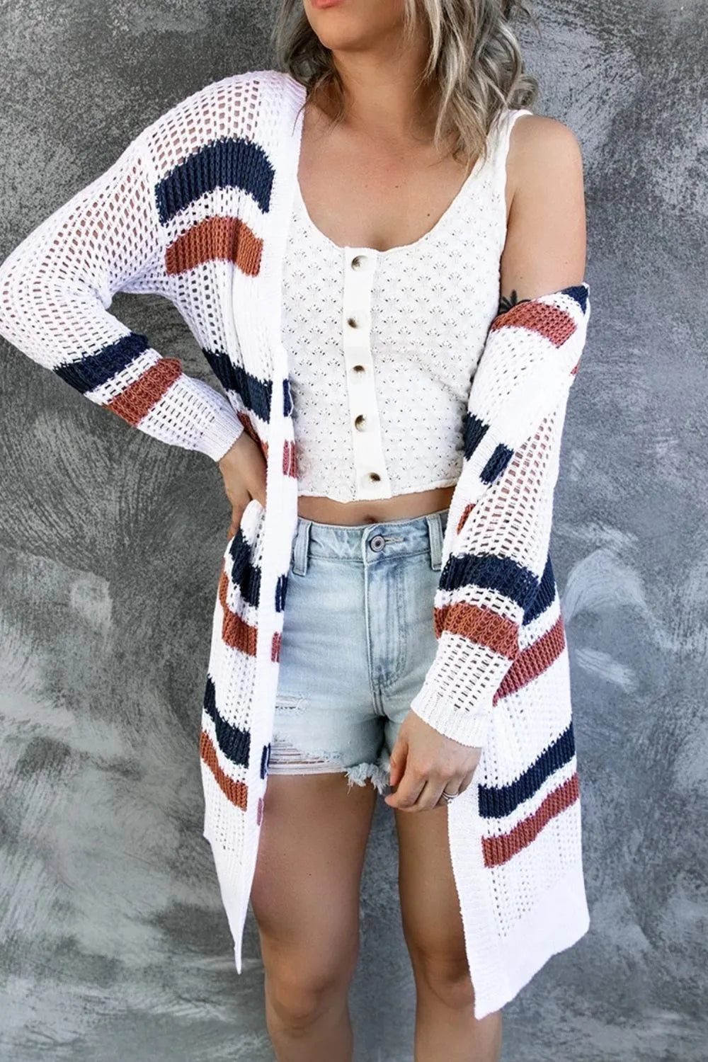 Stylish Lace Open Cardigan Sweater - EasyApparels