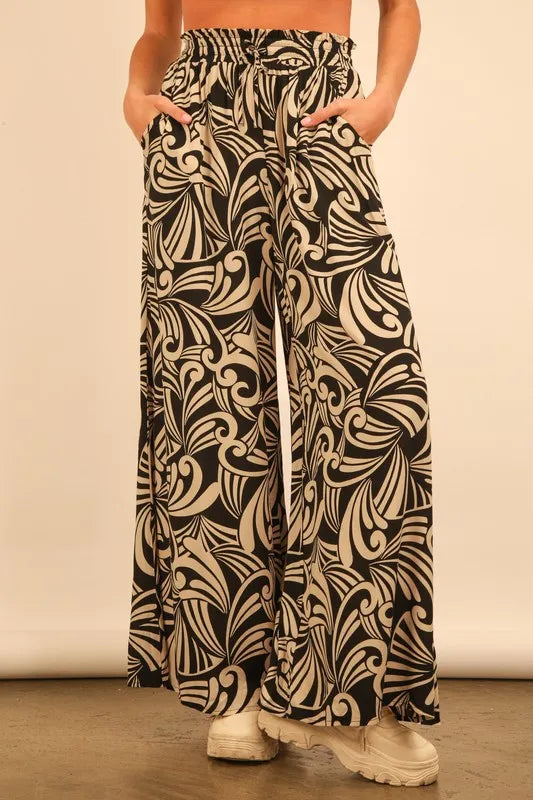 Loose Fit Large Size Wide Leg Printed Pants - EasyApparels