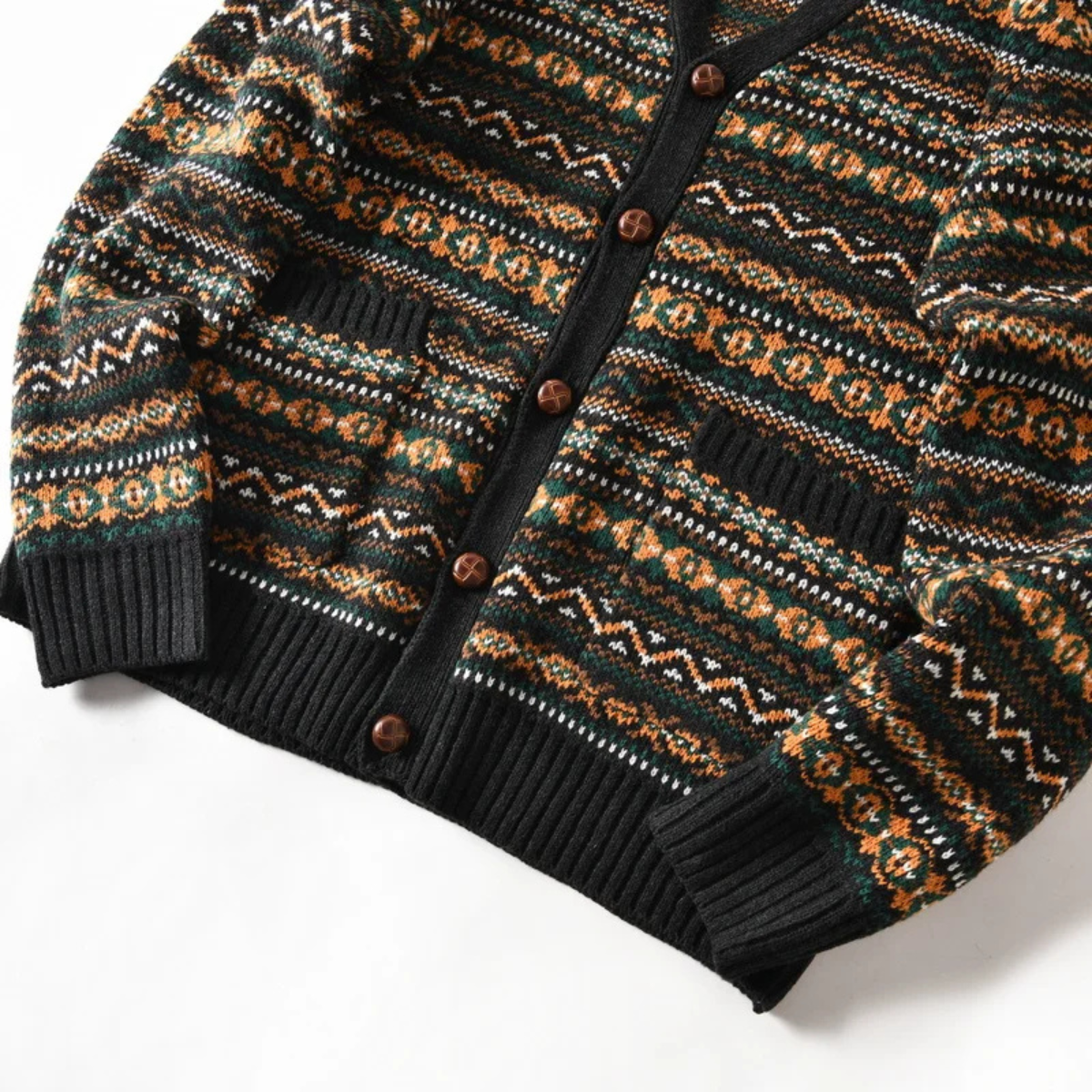 Classic Mens Knit Patterned Button Cardigan Sweater