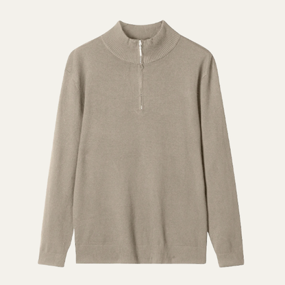 Luxury Men's Soft Mock Neck Zip Sweater