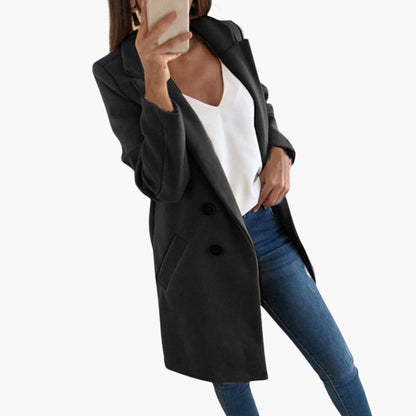 Ladies Classic Double Breasted Long Coat