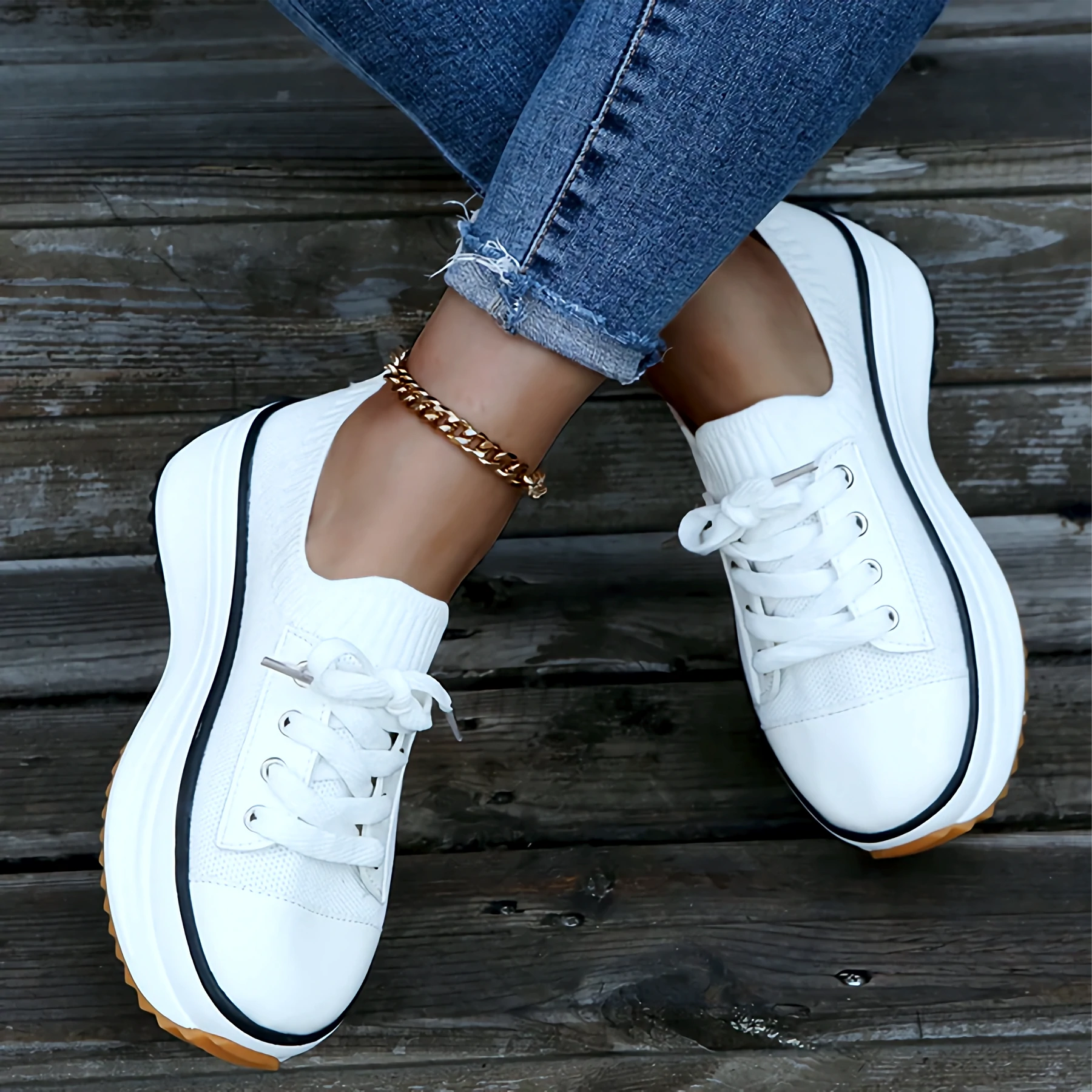 Comfortable Supportive Lace Up Sneakers - EasyApparels