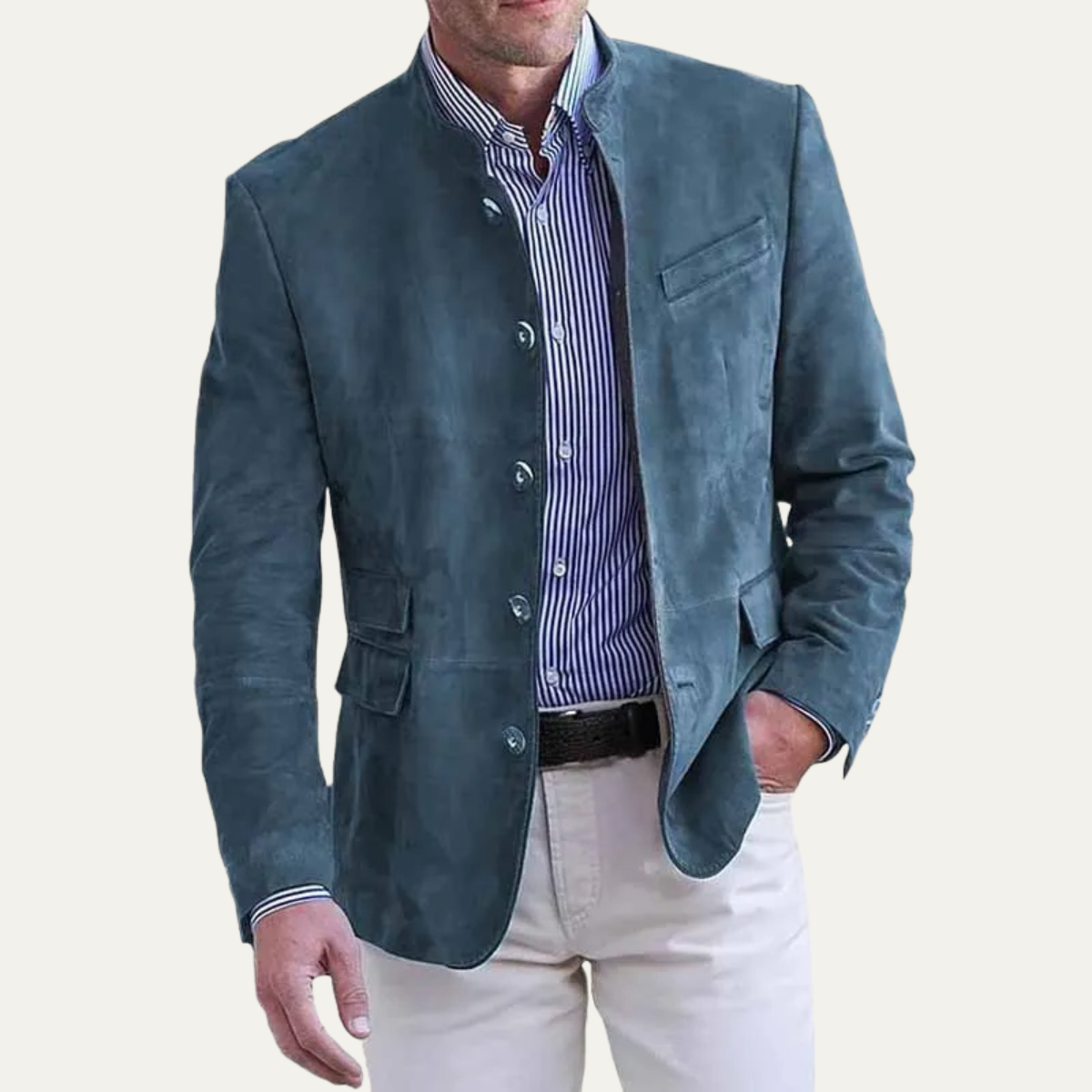 Classic Men's Suede Leather Jacket Coat
