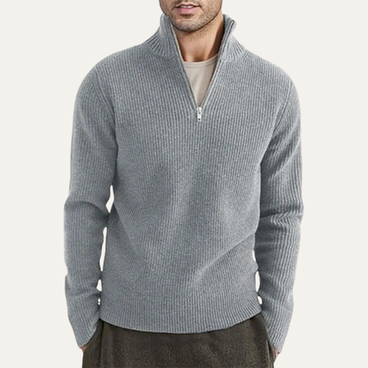 Men's Thick Crew Neck Half Zip Sweater