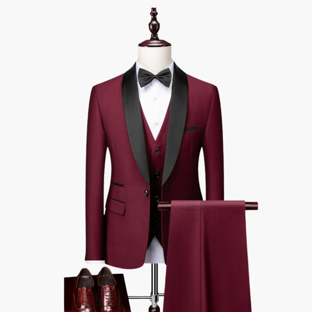 Classic Red Contrast Three Piece Suit