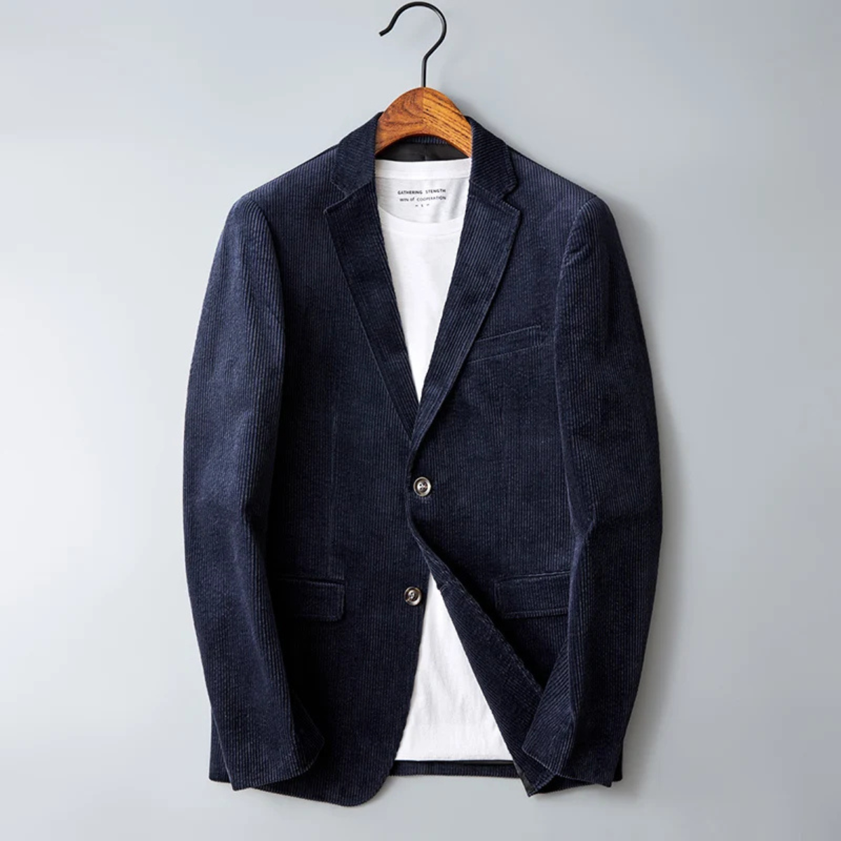 Stylish Men's Fitted Corduroy Jacket Suit