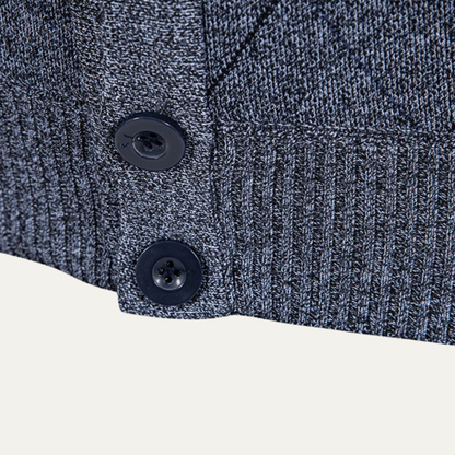 Warm Men's Plaid V Neck Fleece Cardigan Sweater
