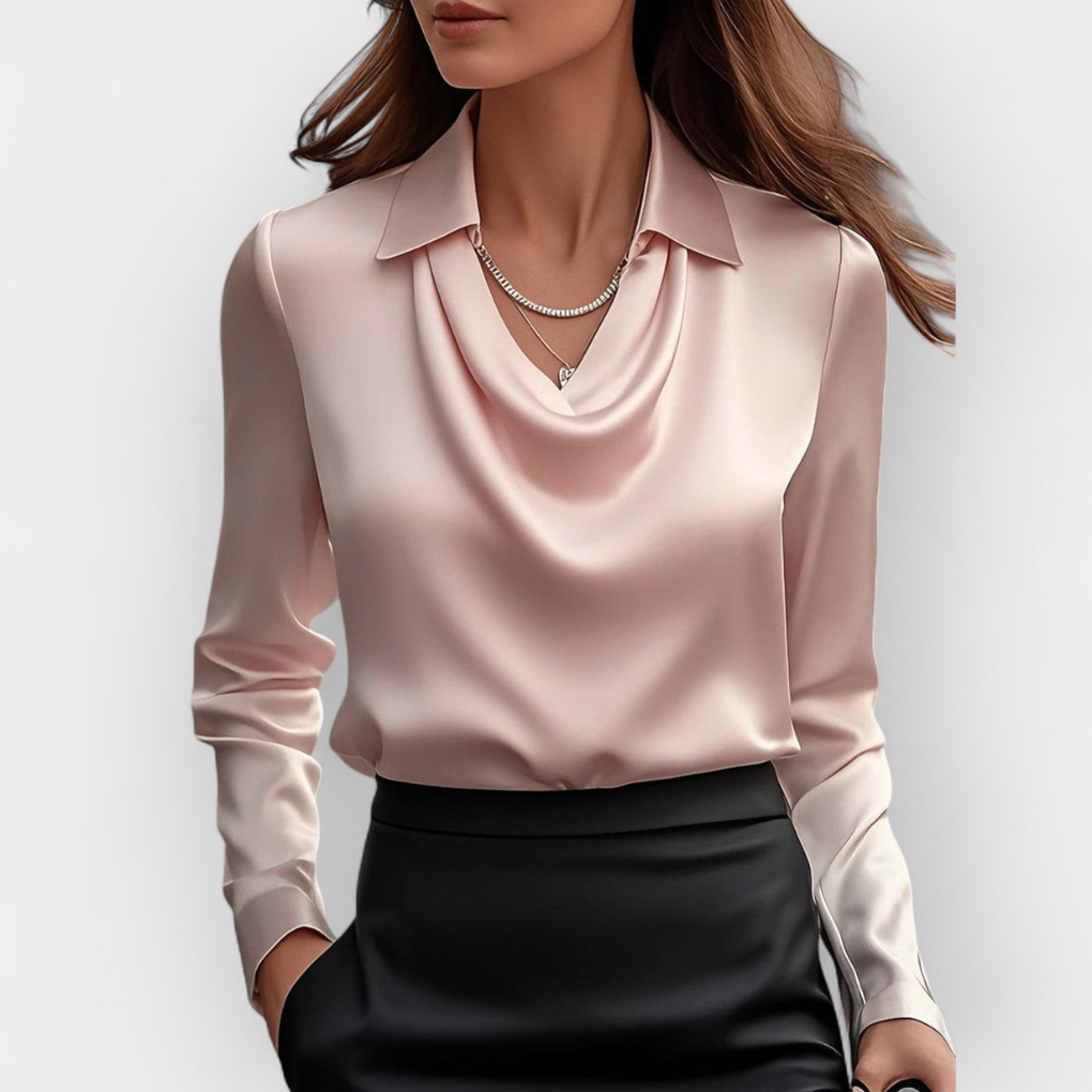 Luxurious Silk Blouse with Ruffled Neckline