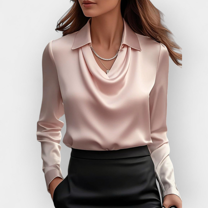 Luxurious Silk Blouse with Ruffled Neckline