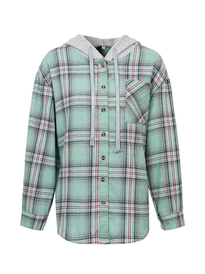 Checked Flannel Hoodie Shirt