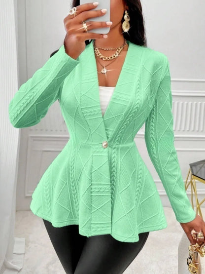 Simple Knit Ruffled Cardigan Sweater
