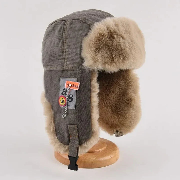 Warm Fur Lined Trapper Hat with Ear Flaps