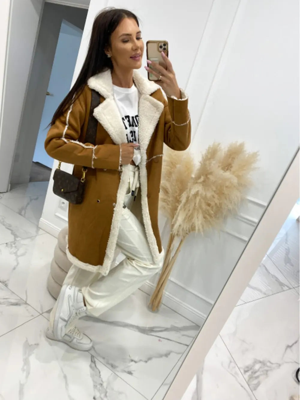 Classic Open Stitch Double Breasted Coat - EasyApparels
