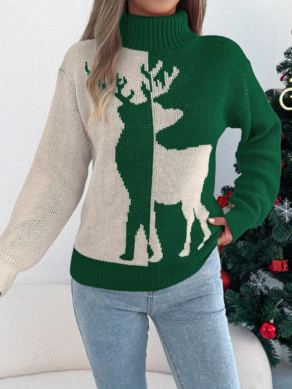 Festive Holiday Rudolf Crew Neck Sweater
