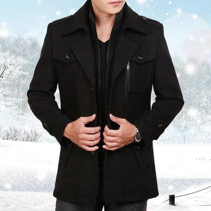 Classic Double Breasted Mens Wool Coat - EasyApparels