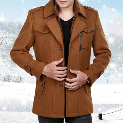 Classic Double Breasted Mens Wool Coat