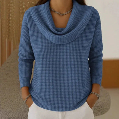 Cozy Cable Knit Sweater With Soft Cowl Neck - Vossary