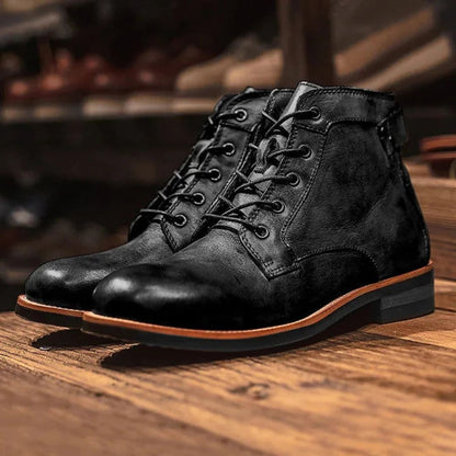 Rugged Brown Leather Ankle Boots