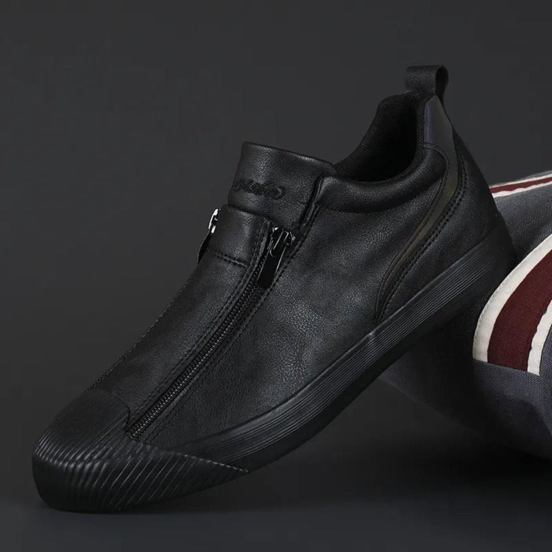 Dark Grey Genuine Leather Sneakers