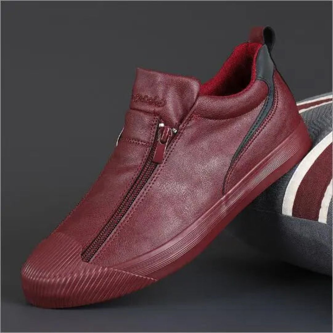 Dark Grey Genuine Leather Sneakers