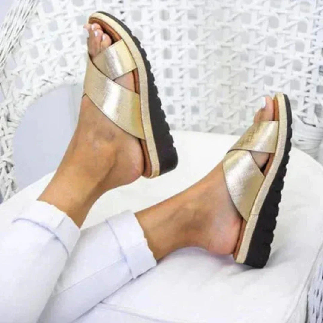 Comfortable Strappy Slip On Sandals - EasyApparels