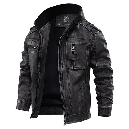 Classic Men's Leather Motorcycle Jacket - Vossary