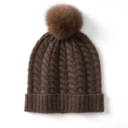 Soft Women's Cable Knit Cashmere Hat