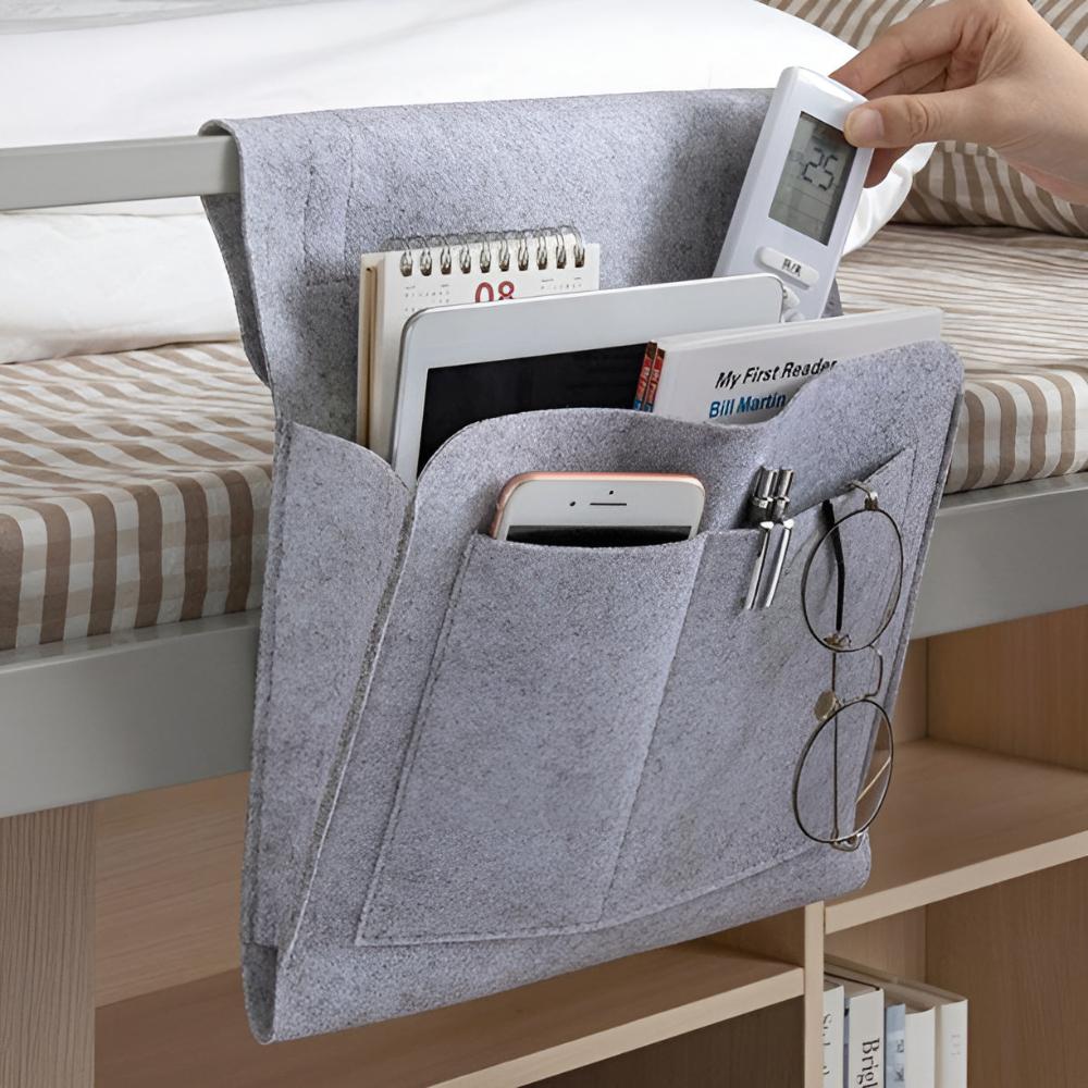 Simple Fabric Storage Bedside Caddy with Pockets