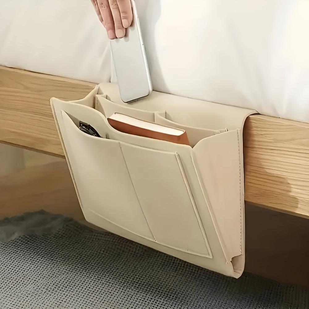 Simple Fabric Storage Bedside Caddy with Pockets