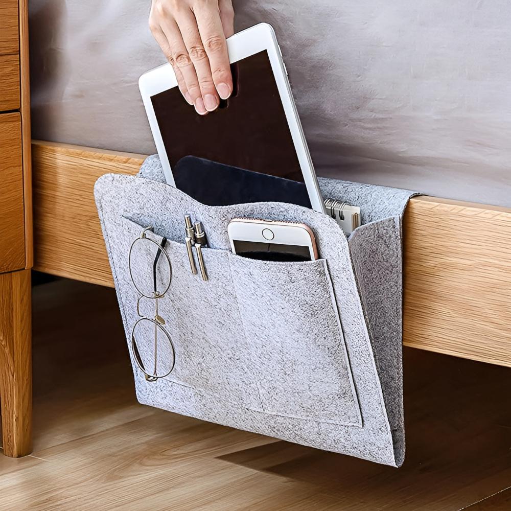 Simple Fabric Storage Bedside Caddy with Pockets - EasyApparels