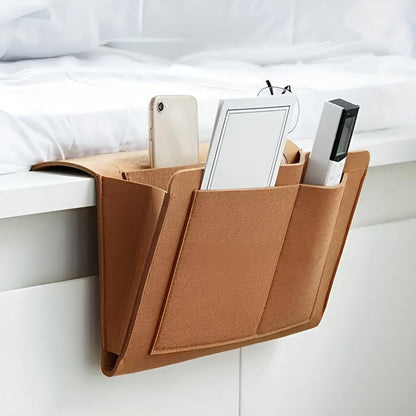 Simple Fabric Storage Bedside Caddy with Pockets
