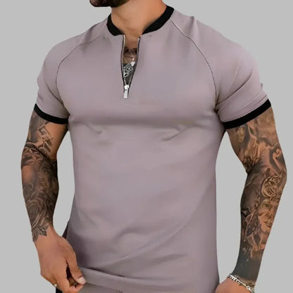 Classic Contrasting Zip Polo Shirt